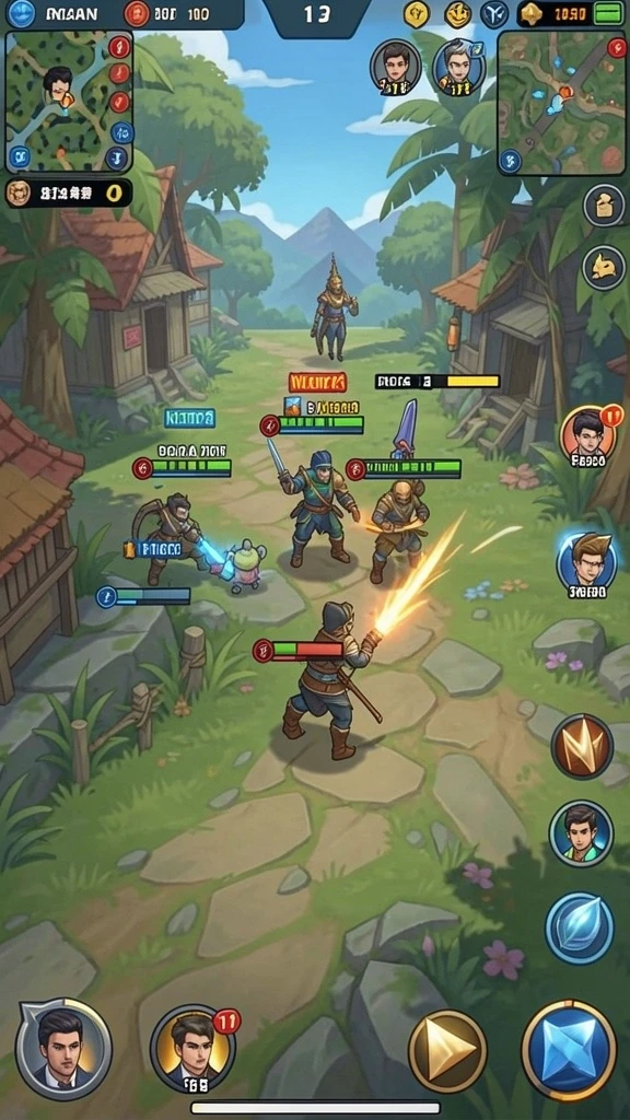 samurai555 - Screenshot menunjukkan karakter utama saat bertarung.